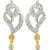 Asmitta Splendid Heart Shape American Diamond Gold Plated Dangle Earring For Women