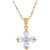 Asmitta Glittery Flower Shape Diamond Gold Plated White Stone Pendant For Women