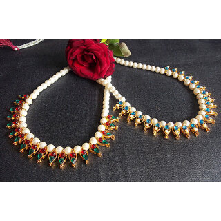                       Multi color pearl necklace set                                              