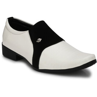 BB LAA Men White Slip on Formals Shoes