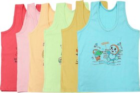 Careplus Boy's Character Printed Multi-Color Vest (Pack of 6)