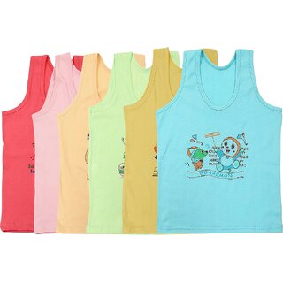 Careplus Boy's Character Printed Multi-Color Vest (Pack of 6)