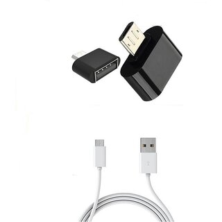 Combo of Micro USB Data Cable and OTG Adopter (Assorted Colors)