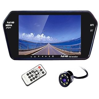 7 Inch Full HD Bluetooth LED Video Monitor Screen with USB , Bluetooth + 8 LED Reverse Parking Camera for Cars
