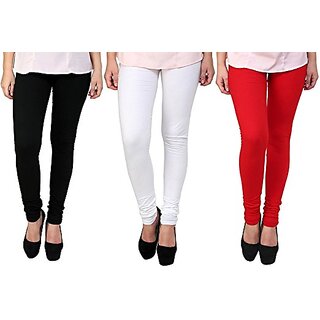 Plus Size Ultra Soft Cotton Lycra Churidar Leggings for Women & Girls Combo  (Pack of 3)
