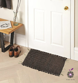 Home Berry Brown Cotton Door Mats Set Of 1 (12 X 18 In