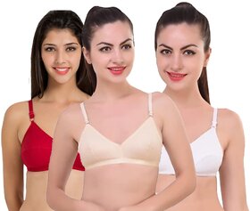 Women fashion skin,white and red ladys bra set of 3