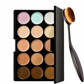 Menow 15 Colors Contour Face Creme Makeup Concealer Palette + Make up Brush Pack of 2-C357 (Set of 2)
