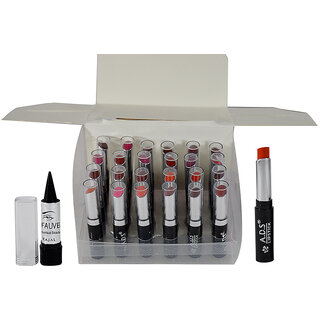                       ADS Multi Colour Glossy Lipstick Pack of 24 And Free Kajal-GPTGU-B                                              