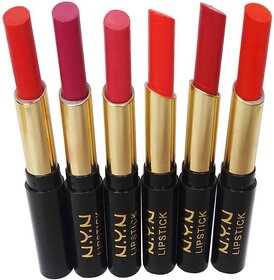 Nyn NOYIN Lipsticks Hazy Matt Color 6 PCs Multicolored with free kajal