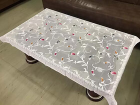 Vivek Homesaaz Designer Table Cover Net Fabric 60X40 Inches (white)