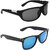 Zyaden Black UV Protection Wrap Around Unisex Sunglasses (Pack of 2)