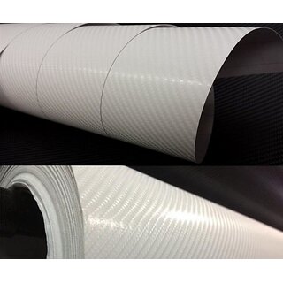 12x24 3D White Carbon Fiber Vinyl Car Wrap Sheet Roll Film Sticker Decal