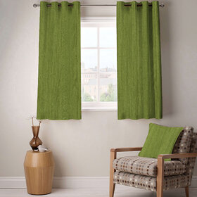 Enaakshi Set of 2 Window Eyelet Curtains Plain Green