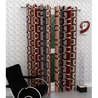 Peponi Maroon Polyester Abstract Window Curtains 5 Feet (1 Pc)