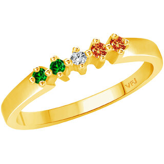 Vighnaharta Five Stone Indian Flag CZ Gold and Rhodium Plated Alloy Ring for Women and Girls Vighnaharta Five Stone Indian Flag CZ Gold and Rhodium Plated Alloy Ring for Women and Girls