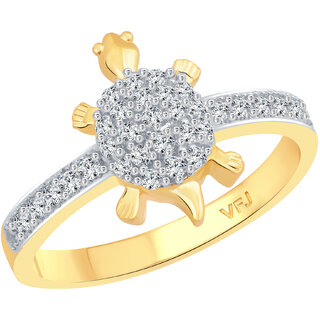                       Vighnaharta Cute Mini Micro Tortoise CZ Gold and Rhodium Plated Alloy Ring for Women and Girls                                              