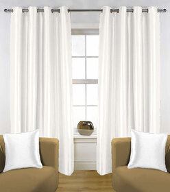 Enaakshi Set of 2 Door Eyelet Curtains Plain White