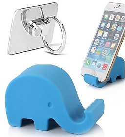 Combo of Elephant Mobile Stand and Ring mobile Holder (Assorted Colors)