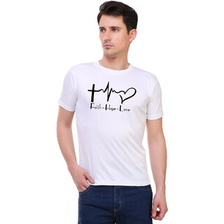                       White Color Half Sleeve Love Hope Printed Tshirt                                              