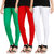 HRINKAR LIGHT GREEN RED WHITE Soft Cotton Lycra Plain girls leggings combo Pack of 3 Size - L, XL, XXL - HLGCMB0596-L