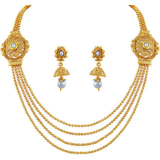 Asmitta Traditional Jewellery Set Gold Plated Rope Style Necklace Set For Women