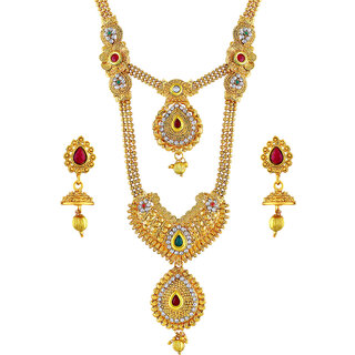 Asmitta Ravishing Gold Plated Opera Style Necklace Set For Women