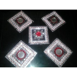 Hand Crafted Wodden And Mirror Rangoli
