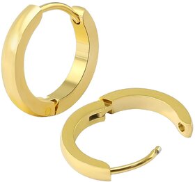 Classic Gold Plain Thin Cambered Huggie Hoop Ear Lobe Earrings stud for Men  Women