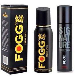 Axe Signature And Fogg Long Lasting  Deo Deodorants Body Spray For Men  Combo Pack Of 2 Pcs