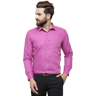 RG Designers Purple Solid Slim Fit Full Sleeve Cotton Formal Shirt