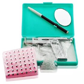 Professional Stainless Steel Ear Nose Body Piercing Gun Shots Tool Kit Set + 72pcs Studs Set