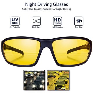 love4ride Night Vision Driving Free Size Full Rim Wrap-around Non-Metal Unisex Sunglasse with Plastic case cover