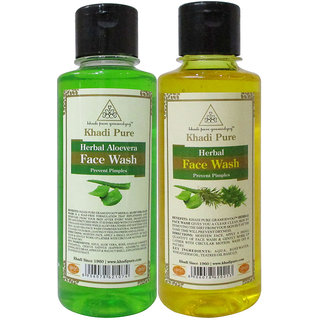 Khadi Pure Aloevera and Herbal Face Wash Combo (420ml) Pack 2