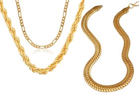 Charms Combo Of Three Gold Plated Alloy Chain for Men
