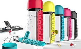 Right Traders Water Bottle with Pill organizer