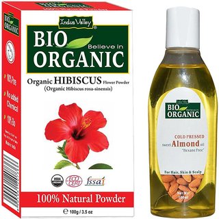 Almond Oil And Hibiscus Flower Powder Combo Pack Of 2