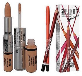 Me Now super matte lipliner pencil(pack of-12)with double action foundation