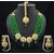 Charming Jewelry Emerald Green Kundan Pearl Necklace Earrings tikka Set