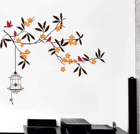 EJA Art beautiful tree with flower Wall Sticker Material  PVC Pec  1