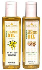 Park Daniel Premium Extra Light Olive Oil and Sweet Almond oil Combo of 2 No.100 ml Bottles(200 ml)
