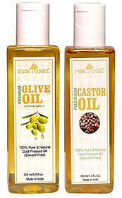 Park Daniel Premium Extra Light Olive Oil and Castor Oil Combo of 2 No.100 ml Bottles(200 ml)