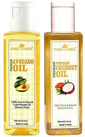 Premium Avocado oil and Virgin Coconut oil combo pack of 2 bottles of 100 ml(200 ml)