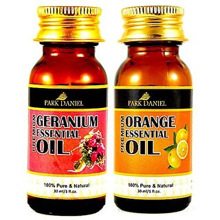 Park Daniel Pure and Natural Geranium and Orange Essential oil combo of 2 bottles of 30 ml(60 ml)