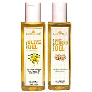                       Park Daniel Premium Extra Light Olive Oil and Sweet Almond oil Combo of 2 No.100 ml Bottles (200 ml)                                              