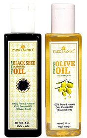 Park Daniel Premium Olive oil and Black seed oil(Kalonji) combo pack of 2 bottles of 100 ml(200 ml)