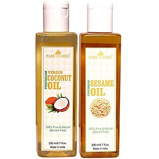 Park Daniel Virgin Coconut oil and Virgin Sesame Oil - Pure and Natural Combo pack of 2 bottles of 200 ml(400 ml)