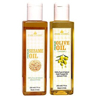 Park Daniel Virgin Sesame Oil and Olive Oil - Pure and Natural Combo pack of 2 bottles of 200 ml(400 ml) Park Daniel Virgin Sesame Oil and Olive Oil - Pure and Natural Combo pack of 2 bottles of 200 ml(400 ml)