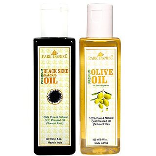                       Park Daniel Premium Olive oil and Black seed oil(Kalonji) combo pack of 2 bottles of 100 ml(200 ml)                                              