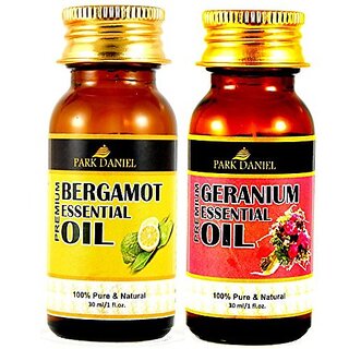                       Park Daniel Pure and Natural Bergamot and Geranium Essential oil combo pack of 2 bottles of 30 ml(60 ml)                                              